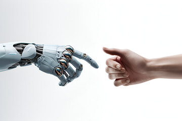 robotic hand reaching out to human hand
