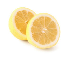 Cut fresh lemon on white background
