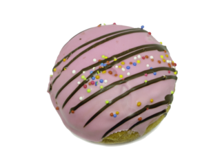 Donut desserts with chocolate toppings of various colors,PNG file