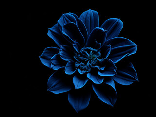 blue flower isolated on black