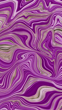 Velvet violet with gold accent liquid marble ripple 2d animation background. Vertical Video agate abstract marbling artwork texture Motion Graphic Backgrounds.
