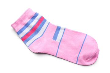 Pink sock on white background