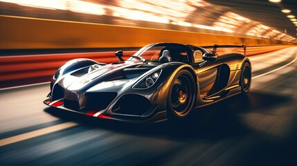Obraz na płótnie Canvas sports car racing on a track blur speed background effect Generative AI