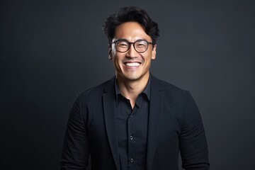Obraz premium Portrait of a happy asian businessman smiling at the camera.Generative Ai