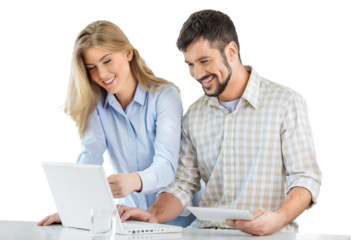 Casual laptop friends business concept attractive partners bookshop