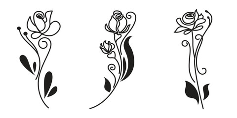 Hand-drawn simple rose flower outline illustration