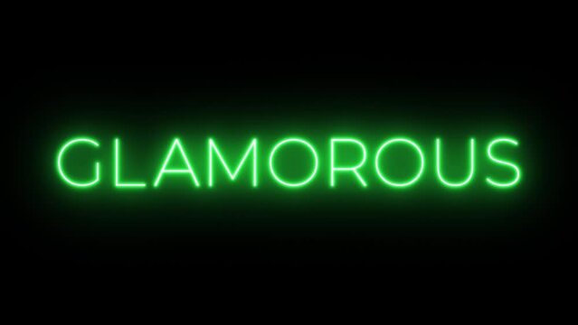 Flickering neon green glowing glamorous text animated black background