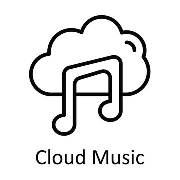 Cloud Music Vector   outline Icon Design illustration. Multimedia Symbol on White background EPS 10 File