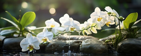 Spa and wellness concept with candle flowers and towels