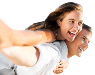 Young couple relaxing on seacoast