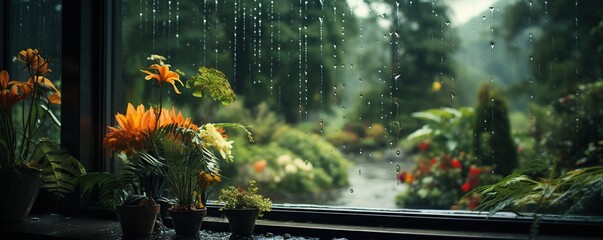 raindrops on the window pane