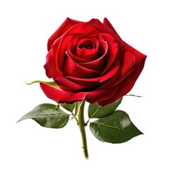 Photo of a red rose with on a white background