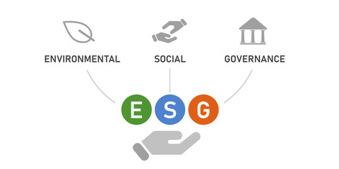 ESG Environmental Social Governance hand icon concept