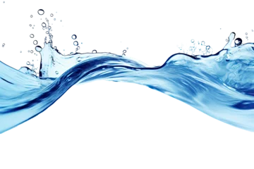Foto op Aluminium Blue water swirl splash with little bubbles isolated on clear png background, liquid flowing in form of wave,  with Generative Ai. © TANATPON