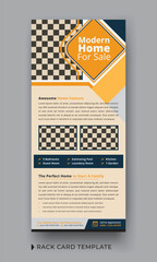 Real estate rack card template design, Corporate business real estate agency rack card, roll-up banner and DL flyer template design in vector layout