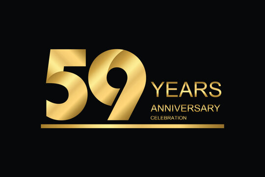 59 year anniversary vector banner template. gold icon isolated on black background.