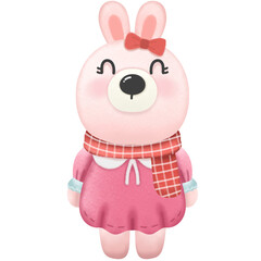 Christmas set with Cute forest animals. Hand drawn woodland characters. Vector illustration