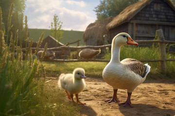 Obraz premium geese on the lake