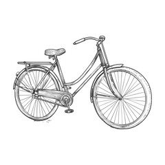One Line Drawing or Continuous Line Art of a classic bicycle vector illustration.