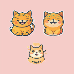  happy cute cat vector illustration