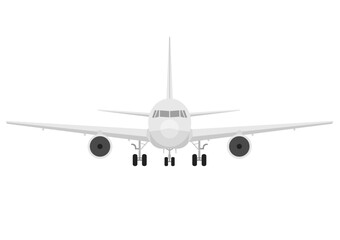 正面から見た着陸しようとする飛行機