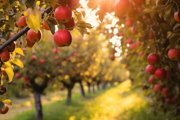 Bountiful Apple Trees in an Orchard during the Fall Season Created with Generative AI Tools