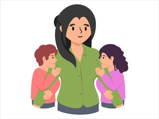 Mom with Son and Daughter or avatar icon illustration