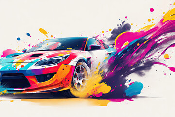 abstract colorfull Race car background, ai generative