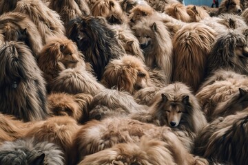 a pile of animal skins for further processing into fur coats. animal protection concept. Generative AI
