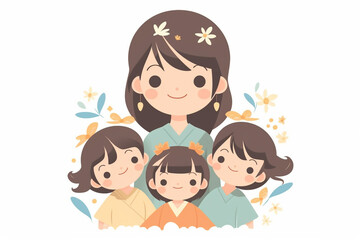 女性の保育士と子供たち：AI生成画像