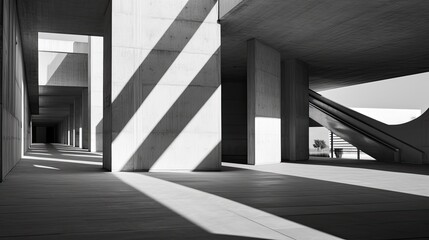 creative modern building architecture.architectural concrete interior of a modern office. - obrazy, fototapety, plakaty