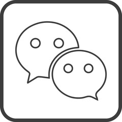 Chat icon in thin line black square frames.