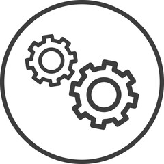 Setting icon in thin line black circle frames.