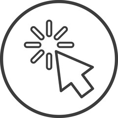 Cursor mouse icon in thin line black circle frames.