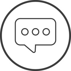 Chat icon in thin line black circle frames.