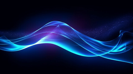 Abstract dark background with blue gradient wave,transparent glowing wave 
