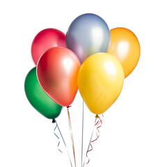 colorful balloons isolated on transparent background cutout