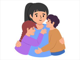Mother two Kid or People Character illustration