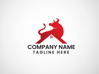 Bull home logo.  Bull house logo design. Bull logo. House. Creative. Animale. Real estate. Finance. Business
