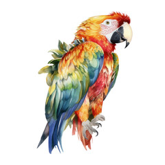 Obraz premium red and yellow macaw watercolor isolated on transparent background cutout