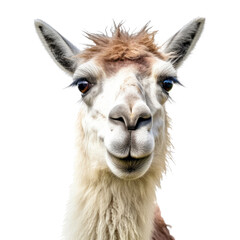 Fototapeta premium close up of a llama isolated on transparent background cutout