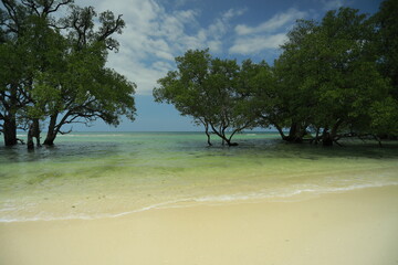 Beautiful view on tropical white sand beach, Indonesia