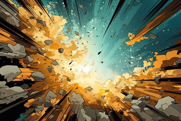 Fototapeta Wybuch energii i cząstek na tle artystycznym w stylu japońskiego anime: Unikalna estetyka ożywia - Generative AI obraz
