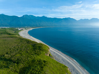 Aerial view of Qixingtan Beach, Taiwan.