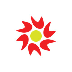 red green 6 petal flower design vector illustration eps 