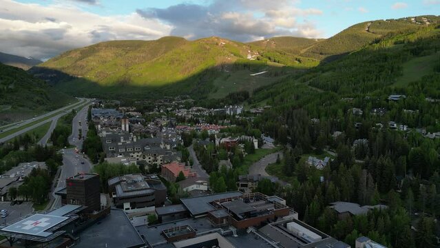 Aerial View of Vail Colorado During Sunset