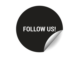 Follow us round sticker sign. Follow us circle sticker banner, badge symbol vector illustration.