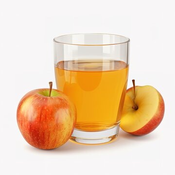 Apple juice and on a white background