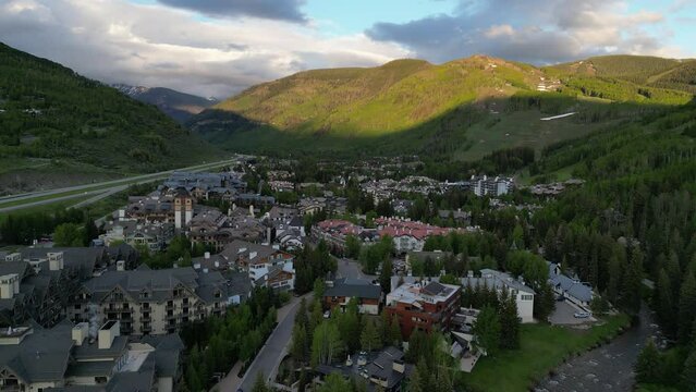 Aerial View of Vail Colorado During Sunset