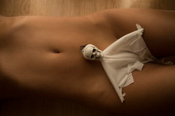 Fashionable halloweens model. Halloween body
